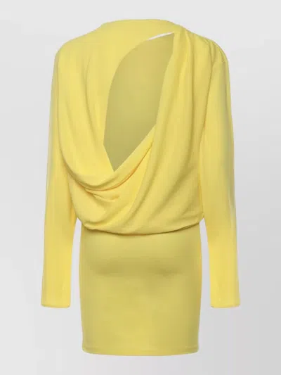 Jacquemus Flowing Viscose Jersey Dress With Embroidered Detailing In Yellow