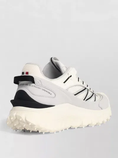 Moncler Light Grey Real Leather Trailgrip Gtx Low Top Sneakers In Gray