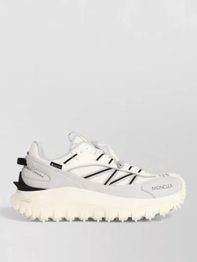 Moncler Light Grey Real Leather Trailgrip Gtx Low Top Sneakers In Gray