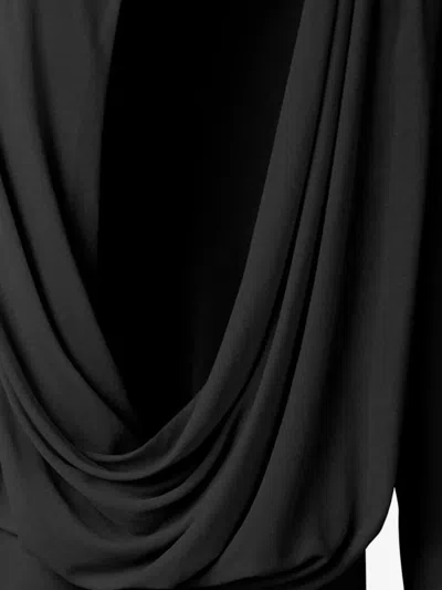 Jacquemus Black La Robe Mistral Crew Neck Dress With Long Sleeves And Open Back In Viscose Blend Women