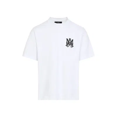 Amiri White Crewneck T-shirt With Logo Print On The Front And Logo Lettering On The Rear In Cotton M In White