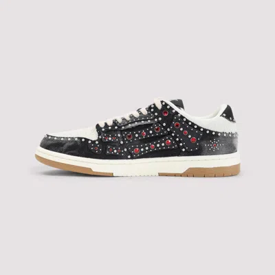 Amiri Skel Top Black Sneaker With Beads And Crystals Application And Logo On The Heel In Fabric And Cotton In Black