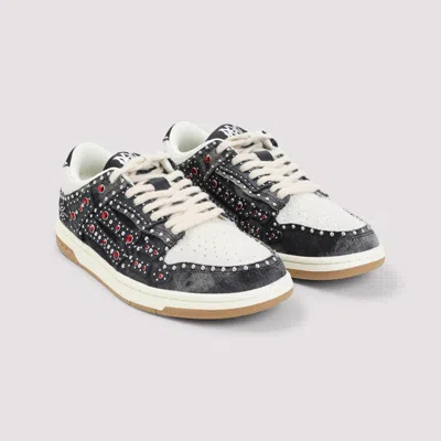 Amiri Skel Top Black Sneaker With Beads And Crystals Application And Logo On The Heel In Fabric And Cotton In Black