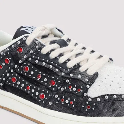Amiri Skel Top Black Sneaker With Beads And Crystals Application And Logo On The Heel In Fabric And Cotton In Black