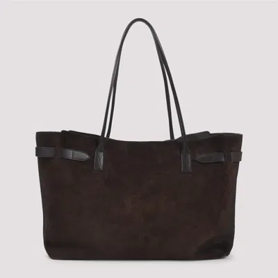 Balenciaga Dark Brown Bel Air Tote In Yellow