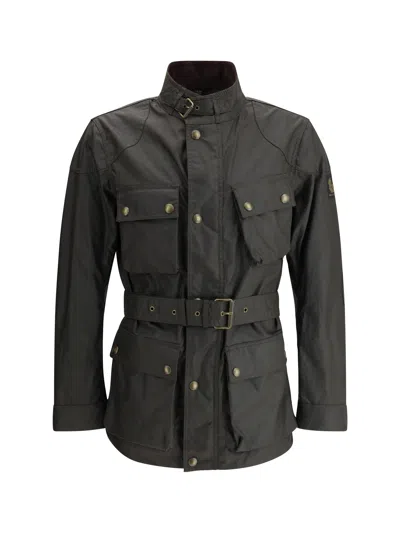 Belstaff Cotton Waterproof Belted Jacket In Black