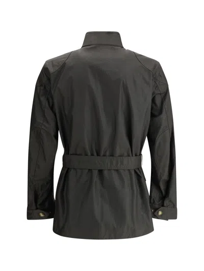 Belstaff Cotton Waterproof Belted Jacket In Black