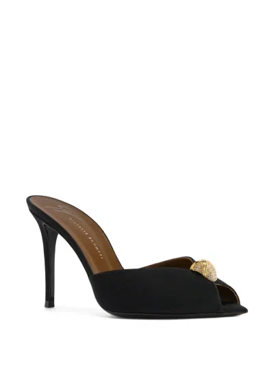 Giuseppe Zanotti Intriigo Cocktail 90 Embellished Faille Mules In Black