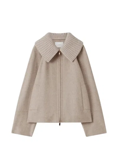 Joseph Cooksey Ribbed-knit Trimmed Wool And Cashmere-blend Jacket In Brown