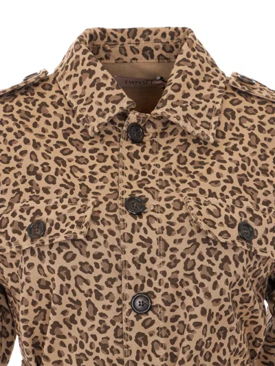 Twinset Leopard-pattern Jacket In Brown