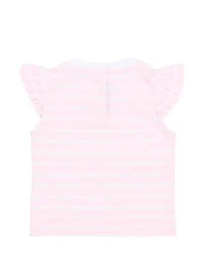 Balmain Ruffled Striped T-shirt In Black
