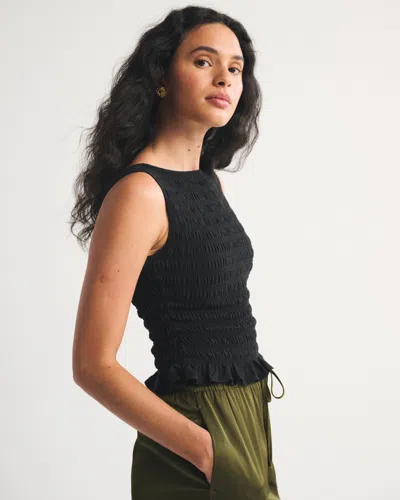 Abercrombie & Fitch 2-in-1 Reversible Smocked Top In Black