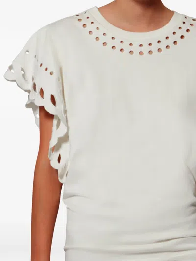 Isabel Marant Étoile Orlane Eyelet Ruffle-sleeve Mini T-shirt Dress In White