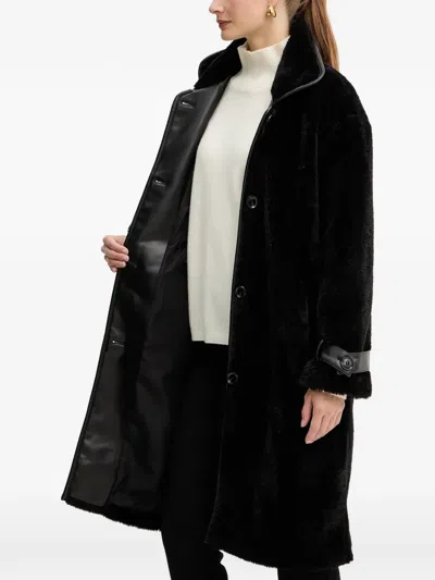 Liu •jo Teddy Button Cuff Coat In Black