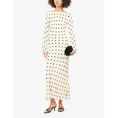 Reformation Esra Polka Dot Long Sleeve Maxi Dress In Neutral