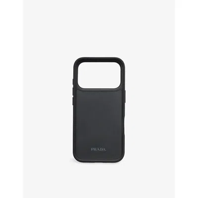 Prada Leather Iphone 17 Pro Case In Black