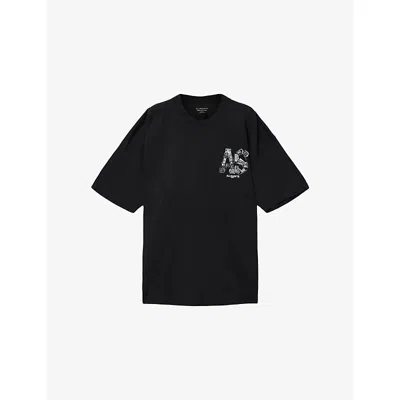 Allsaints Logo Graphic Oversized Tee In Black