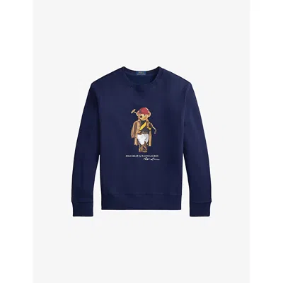 Polo Ralph Lauren Long Sleeve Fleece Society Bear Crewneck Sweatshirt In Multi