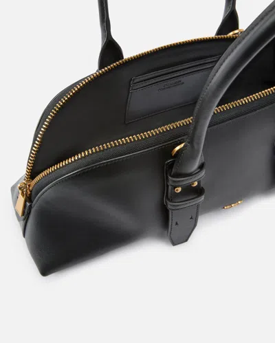 Pinko Bowling Bag Horizontal Black Handbag With Adjustable And Removable Shoulder Strap And Padlock Detail