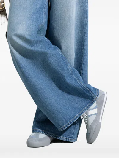 Chloé Kick Sneakers Low Top Mesh Suede Panels In Blue