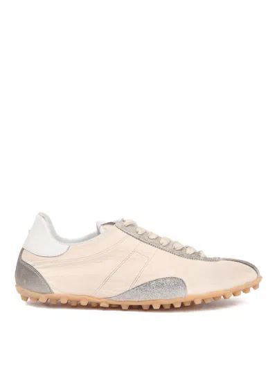 Maison Margiela Sprinters Beige Sneaker With Insert Design And Serrated Sole In Leather Women In Multi