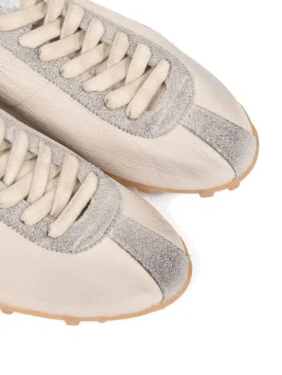 Maison Margiela Sprinters Beige Sneaker With Insert Design And Serrated Sole In Leather Women In Multi