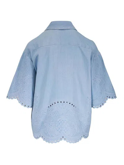 Zimmermann Womens Ice Storm Daylight Embroidered Denim Shirt In Blue