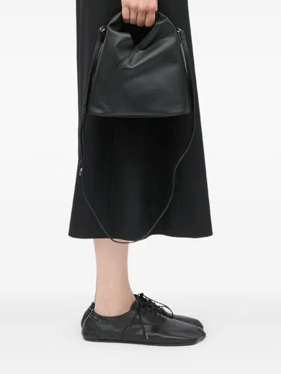 Mm6 Maison Margiela Triangular Silhouette Shoulder Bag With Distinctive Numeric Logo In Black