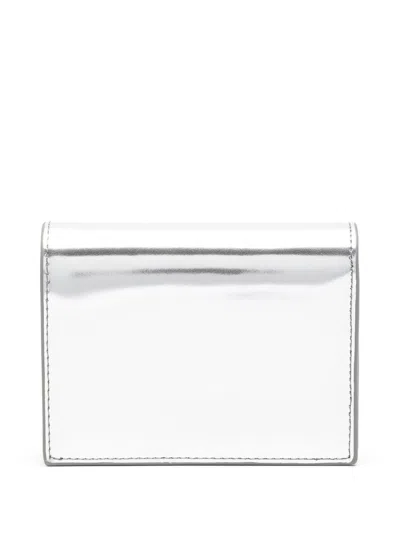 Diesel Silver Leather Wallet In Silver