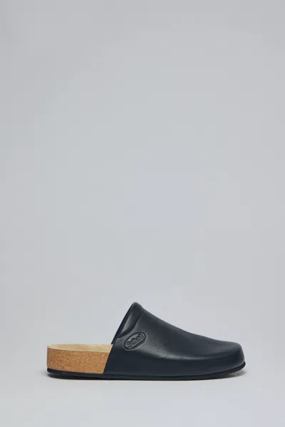 Balenciaga Men Leather Mules With Cork Insole In Black