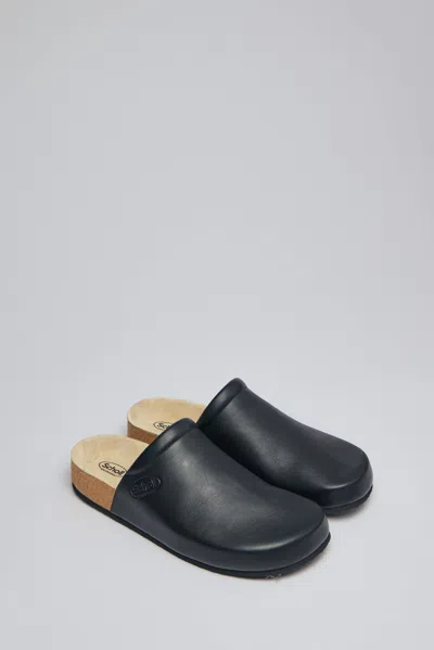 Balenciaga Men Leather Mules With Cork Insole In Black