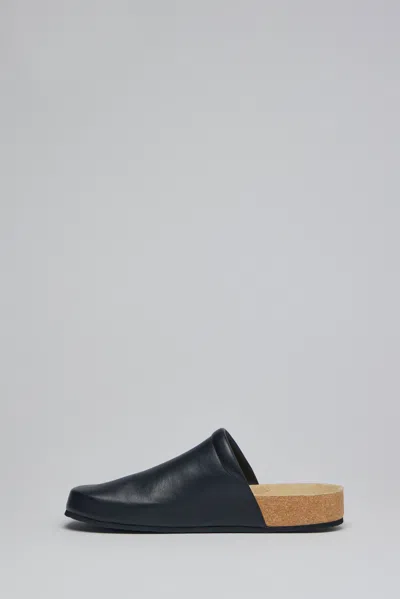 Balenciaga Men Leather Mules With Cork Insole In Black