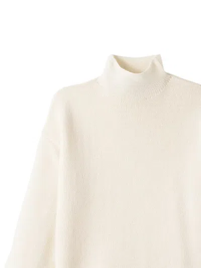Bompard Ample High-neck Side-slit Sweater In White