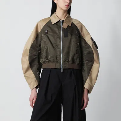 Sacai Oversized Cotton-canvas And Shell Bomber Jacket In Green
