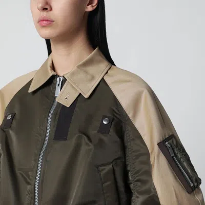 Sacai Oversized Cotton-canvas And Shell Bomber Jacket In Green