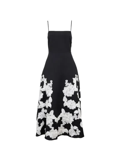Simkhai Annabella Floral Embroidered Midi Dress In Black