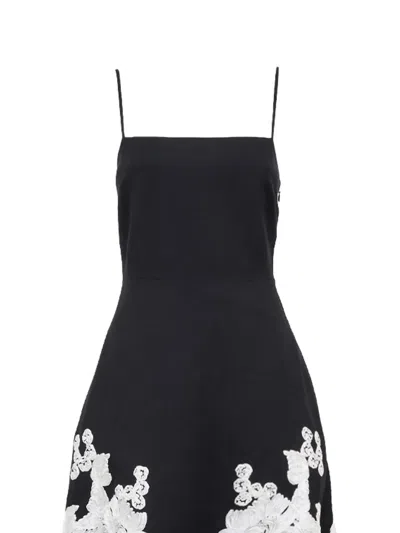 Simkhai Annabella Floral Embroidered Midi Dress In Black