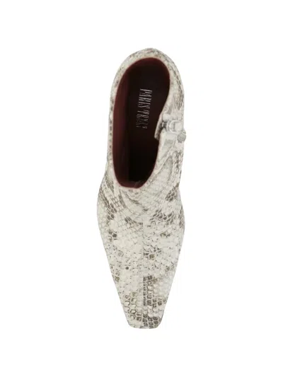 Paris Texas Ankle Boots In Natural Printed Python Leather In Neutral