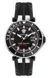VERSACE 'V-Race Diver' Silicone Strap Watch, 46mm