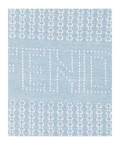 Fendi Rectangular Baby Blanket In Blue