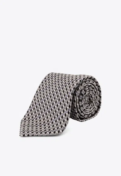Tom Ford Silk Patterned Tie In Gray