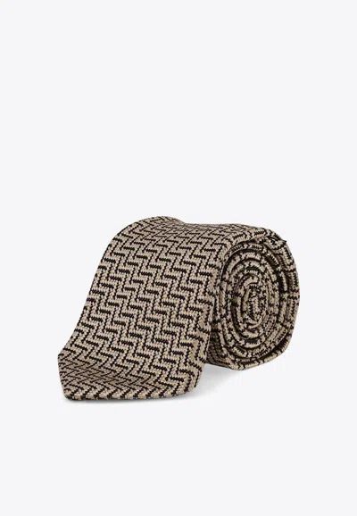 Tom Ford Patterned Silk Tie In Brown