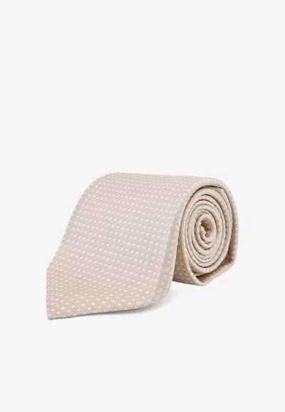 Tom Ford Patterned Silk Tie In Neutral