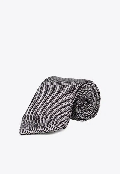 Tom Ford Patterned Silk Tie In Gray