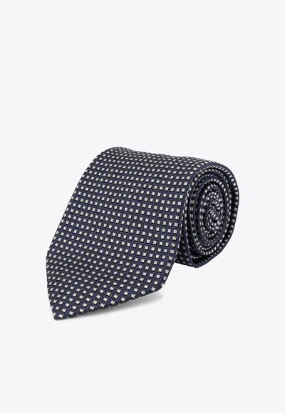Tom Ford Patterned Silk Tie In Blue
