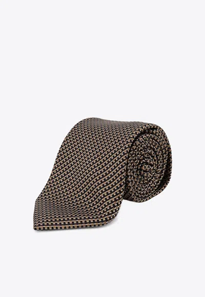 Tom Ford Patterned Silk Tie In Brown