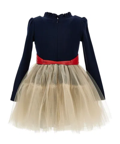 Monnalisa Kids' X Disney Belted Dress In Blue