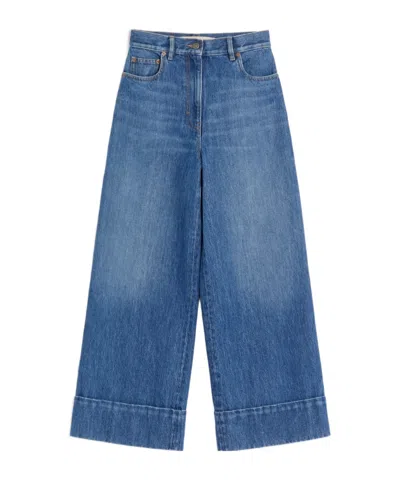 Valentino Cuffed Ankle Jeans With Front Button And Zip Closure In Multi