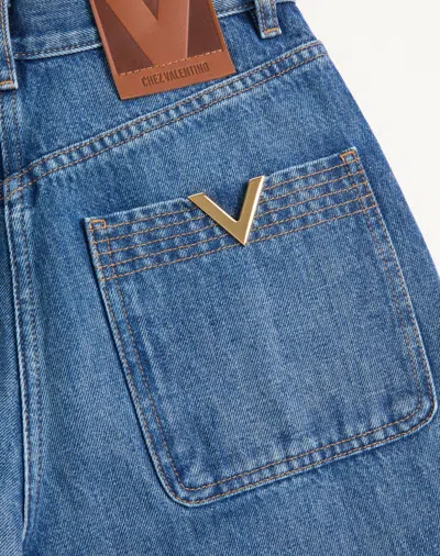 Valentino Cuffed Ankle Jeans With Front Button And Zip Closure In Multi
