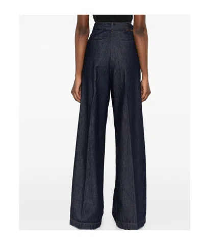 Dries Van Noten High Waist Wide Leg Belted Pleated Jeans In Blue